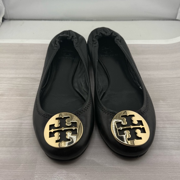 Tory Burch Black and Gold Ballet Flats - Picture 2 of 5